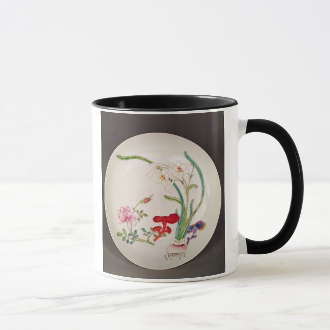 Caneca Prato de porcelana, decoração cor-de-rosa do (Direita)