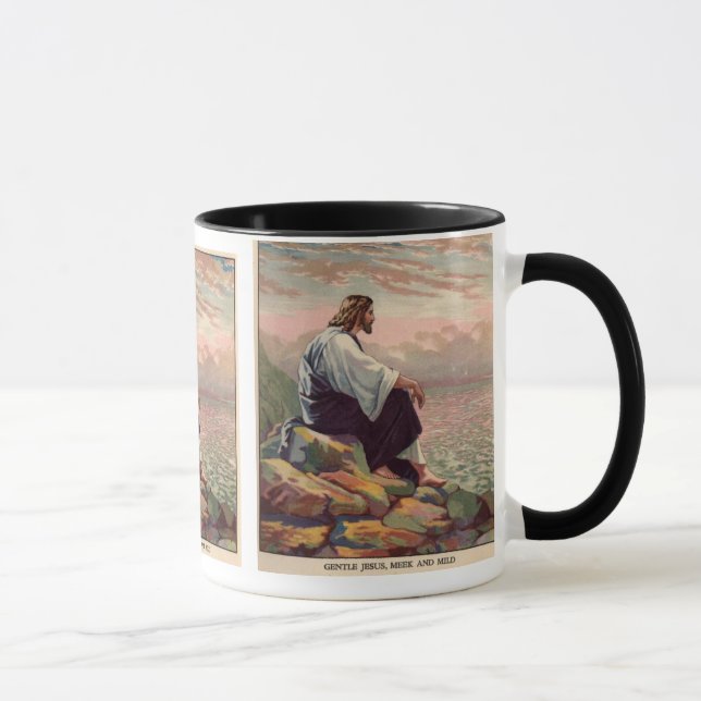 Caneca Praying manso & suave de Jesus sobre Jerusalem (Direita)