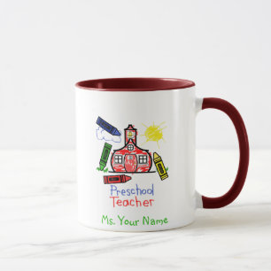 Caneca pré-escolar do professor - escola e pasté