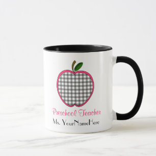 Caneca pré-escolar do professor - rosa cinzento d