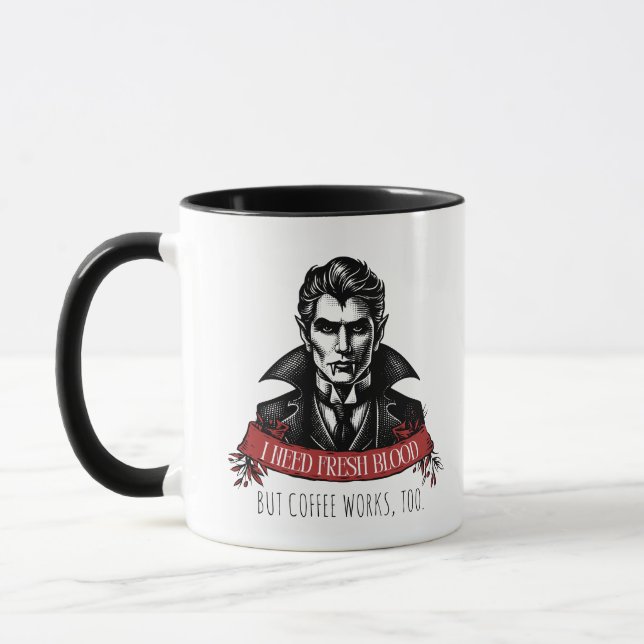 Caneca Preciso De Um Fresco De Vampiro De Sangue (Esquerda)