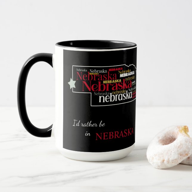 Caneca Preferencialmentes Estarão em Nebraska Word Art Mu (Com Donut)