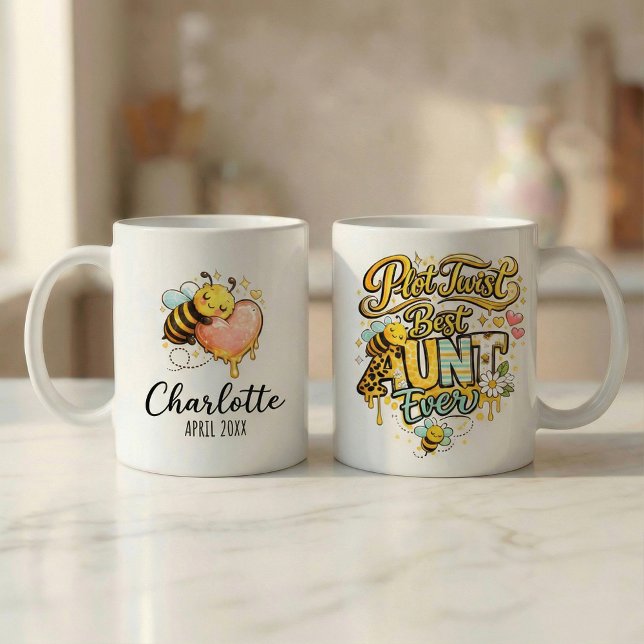 Caneca Pregnancy Announcement Gift Aunt Plot Twist  (Criador carregado)
