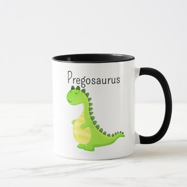 Caneca Pregossauro Engraçado Dinossauro Grávido (Direita)
