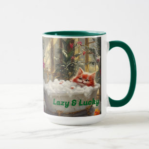Caneca Preguiçoso e Feliz Gato Vermelho de Luxo