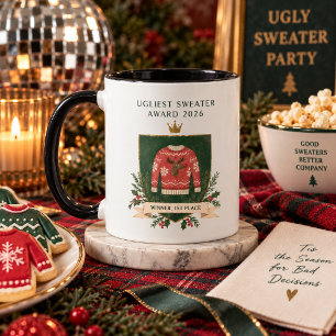 Caneca Prêmio de Suéter Mais Feio 1º Lugar Vencedor
