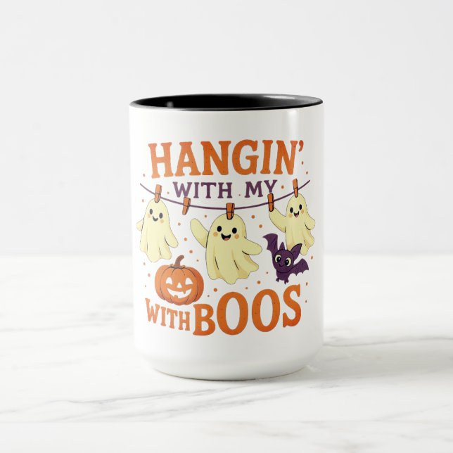 Caneca Prendendo-me com os meus boos, lindos fantasmas pe (Centro)