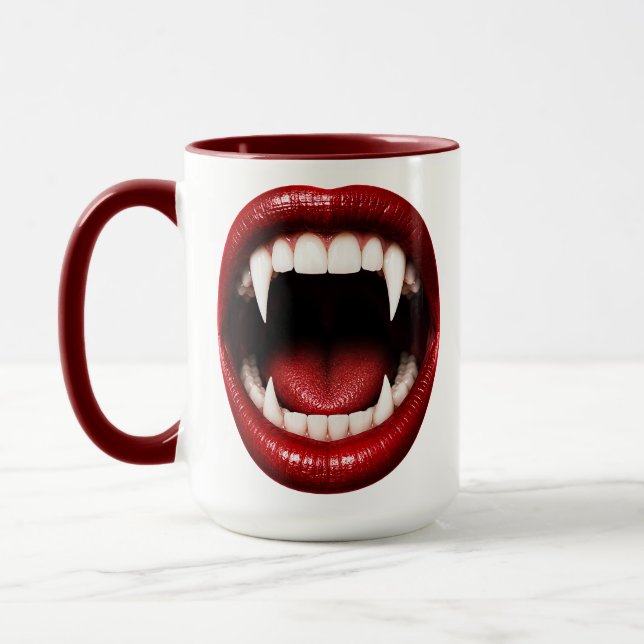 Caneca Presas de Vampiro Lábios Vermelhos Boca Aberta Hal (Esquerda)