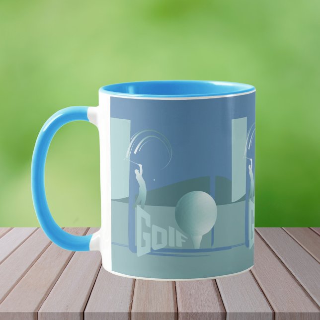 Caneca Presente azul de golfe moderno (Criador carregado)