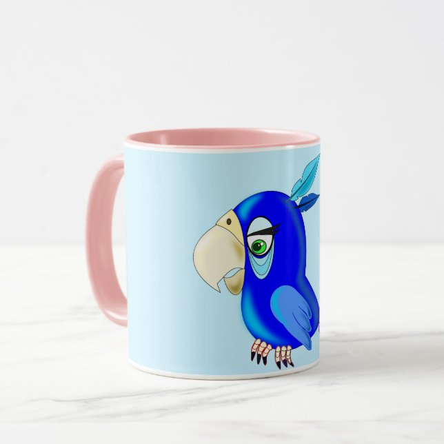 Caneca Presente Azul de Papagaio - Suas Cores - Texto (Frente Esquerda)