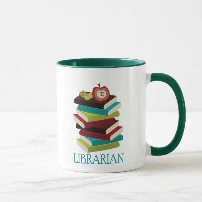 Caneca Presente bonito do bibliotecário da pilha de livro (Direita)