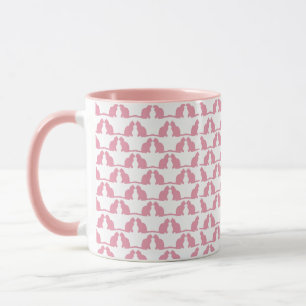 Caneca Presente Bonito Padrão de Gatos Rosa