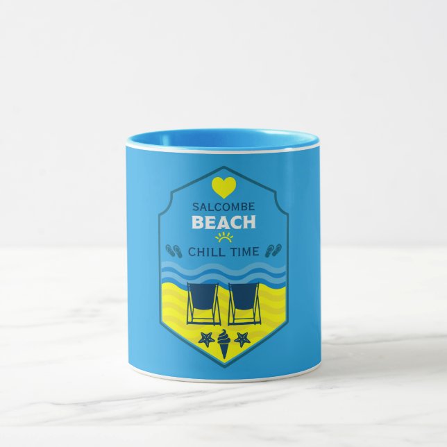 Caneca Presente britânico na praia (Centro)
