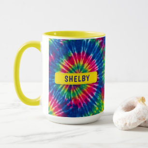 Caneca Presente Colorido com Nome Personalizado Tie-Dye