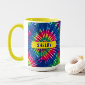 Caneca Presente Colorido com Nome Personalizado Tie-Dye