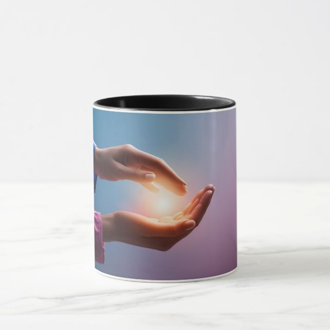 Caneca Presente da cura: Mug de "mãos de cura" (Centro)