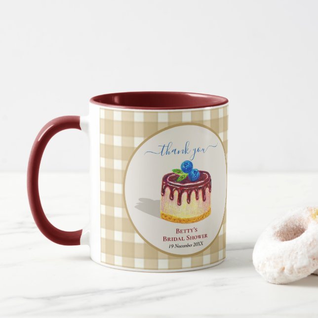 Caneca Presente de Agradecimento Bege Marrom Bolo Fofo Ch (Com Donut)