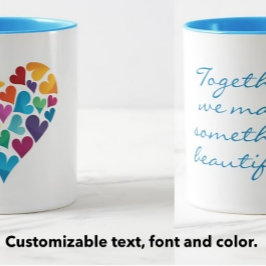 Caneca Presente de Amizade, Corações Arco-Íris, Personali