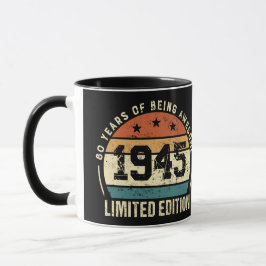 Caneca Presente de Aniversário de 80 anos Vintage 1945 Re