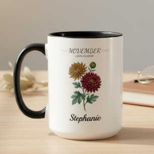 Caneca Presente de Aniversário de Novembro Flor de Nascim