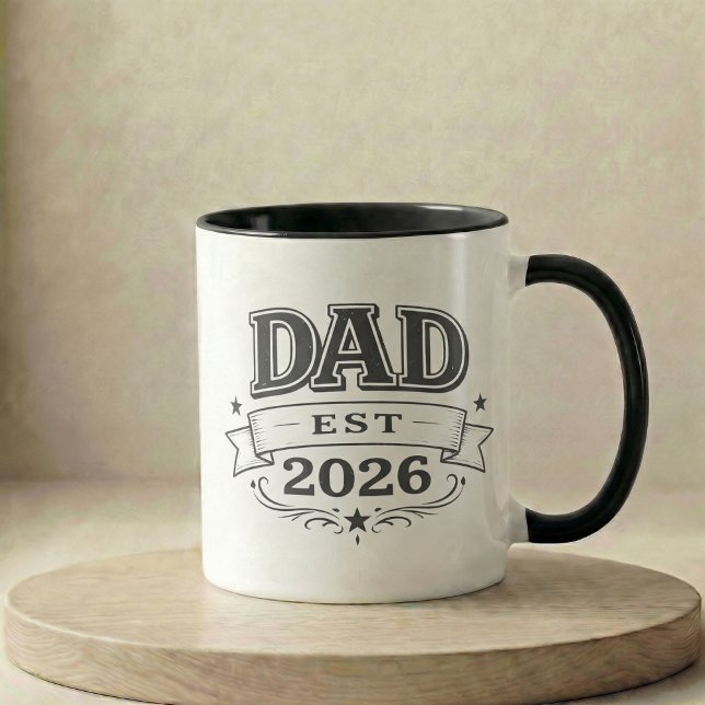 Caneca Presente de Anúncio de Gravidez Pai Est 2026 (Pregnancy Announcement Gift Dad Est 2026 Mug)