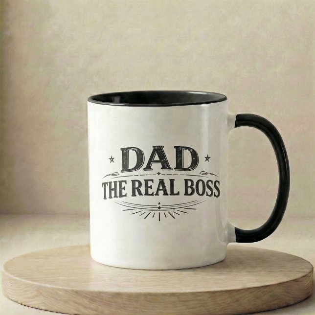Caneca Presente de Anúncio de Gravidez Pai O Verdadeiro C (Pregnancy Announcement Gift Dad The Real Boss Mug)