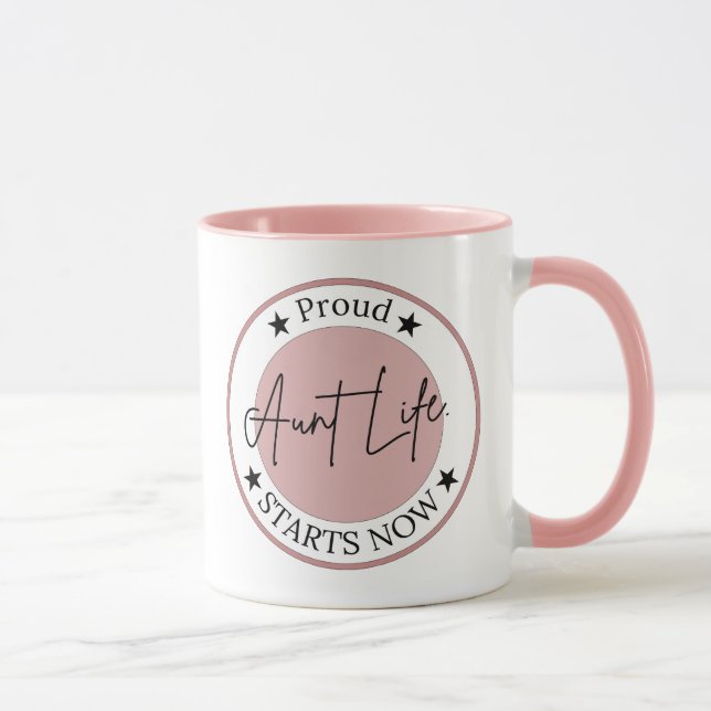 Caneca Presente de Anúncio de Gravidez para Tia Orgulhosa (Direita)