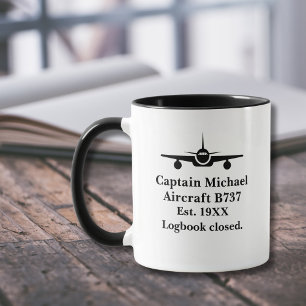 Caneca Presente de Aposentadoria Avião e Informações de P