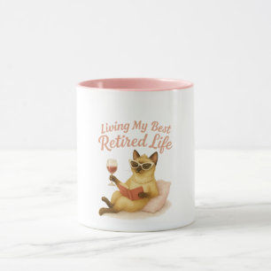 Caneca Presente de Aposentadoria de Gato para Mulheres Am