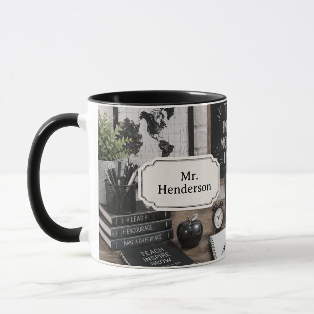 Caneca Presente de Apreciação para Professores Preto e Br (Esquerda)