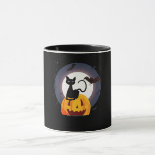 Caneca Presente de aranha Pumpkin Preto De Gato Hallowe