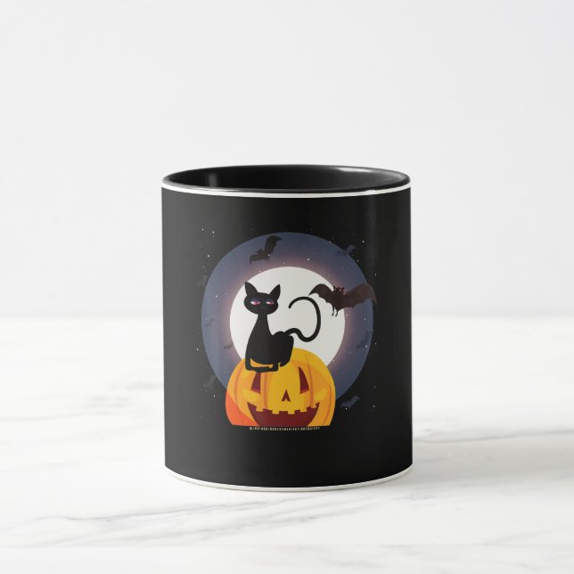 Caneca Presente de aranha | Pumpkin Preto De Gato Hallowe (Centro)