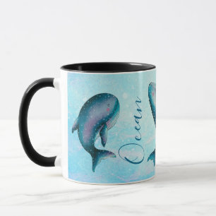 Caneca Presente de Arte de Baleia para Amantes do Mar e d