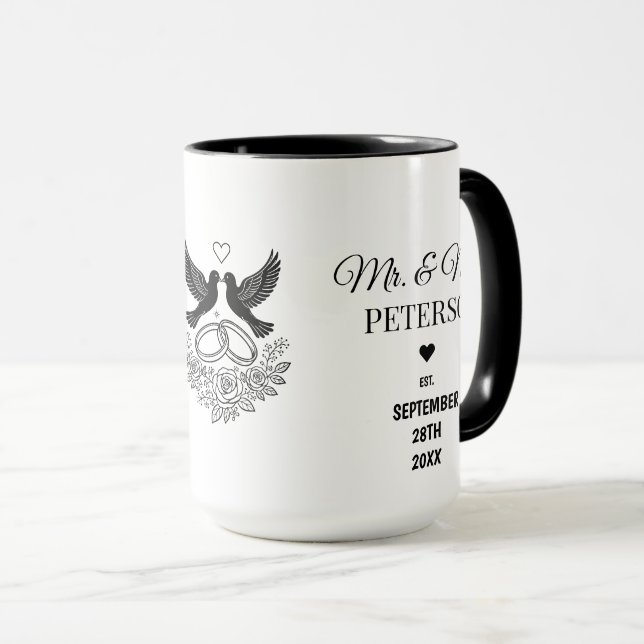 Caneca Presente de casamento/aniversário de casamento par (Frente Esquerda)