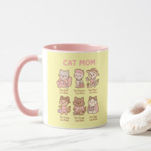 Caneca Presente de desenho animado de mãe de gato fofa pa