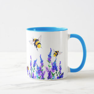 Caneca Presente de flores e abelhas voadoras