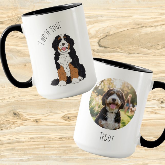 Caneca Presente de Foto de Estimação Bernedoodle Personal (Criador carregado)