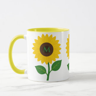 Caneca Presente de iniciais personalizadas Boho Sunflower