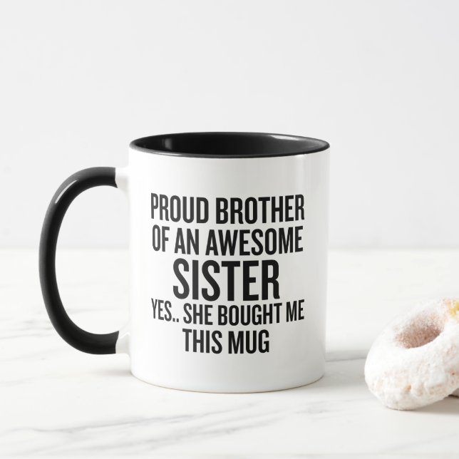 Caneca Presente de Irmão Orgulhoso de uma Irmã Inc (Com Donut)