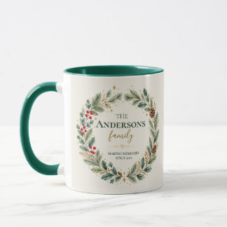 Caneca Presente de Memórias de Natal Nome da Família