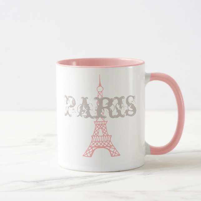 Caneca Presente de Mug Torre Eiffel Paris rosa (Direita)