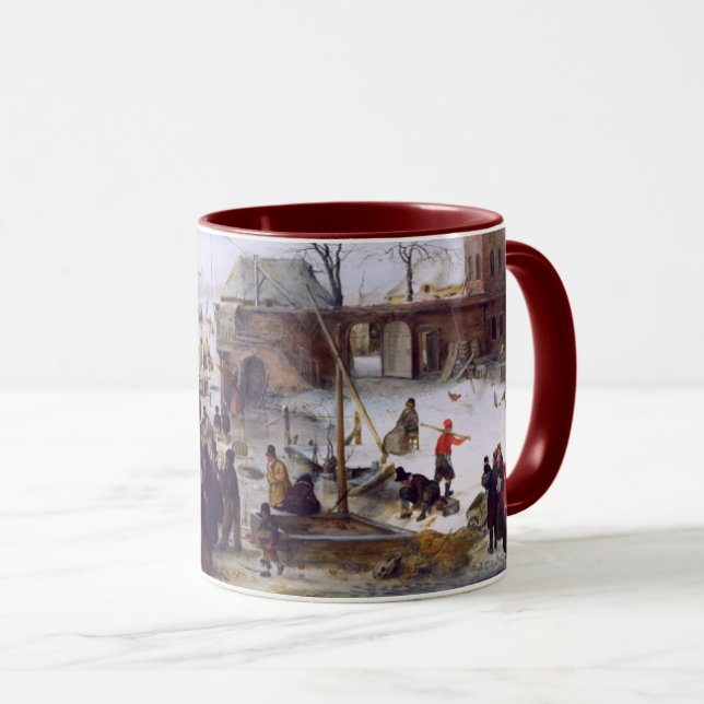 Caneca Presente de Natal da Cena de Inverno (Frente Esquerda)