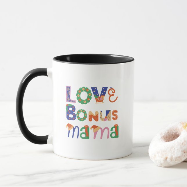 Caneca Presente de Natal da Mamãe Extra com Design Cheio  (Com Donut)