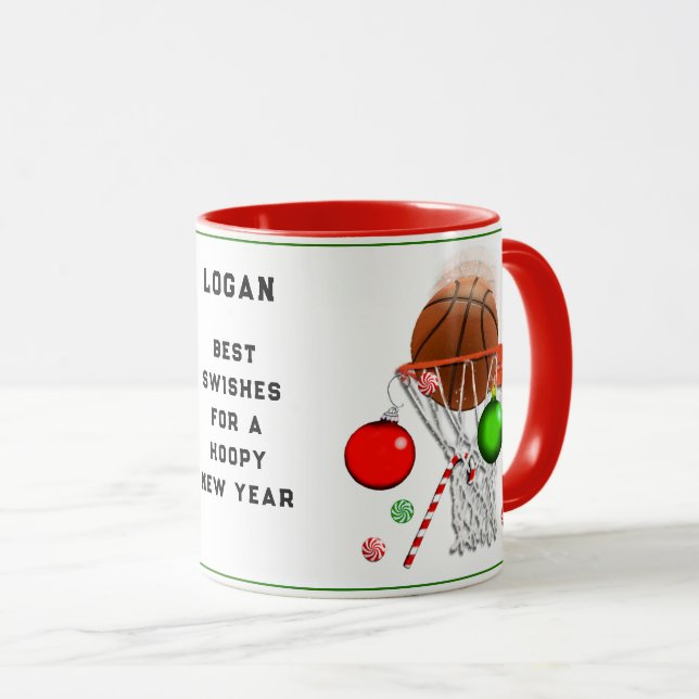 Caneca Presente de Natal de Basquetebol (Frente Esquerda)