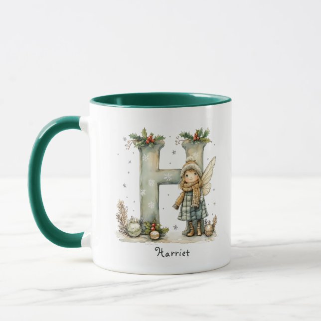 Caneca Presente de Natal de Fada Fácil Personalizada (Esquerda)