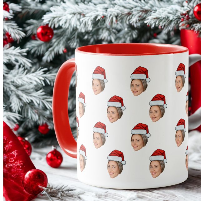 Caneca Presente de Natal de Santa Hat com Foto Personaliz (Criador carregado)