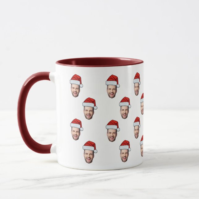Caneca Presente de Natal de Santa Hat com Foto Personaliz (Esquerda)