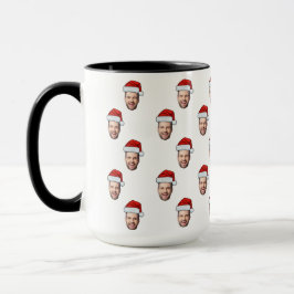 Caneca Presente de Natal de Santa Hat com Foto Personaliz