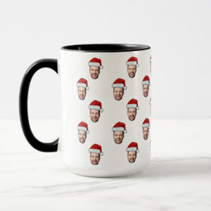 Caneca Presente de Natal de Santa Hat com Foto Personaliz