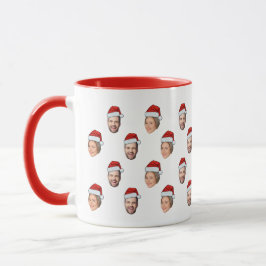 Caneca Presente de Natal de Santa Hat Personalizado Face
